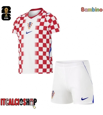 Croazia Prima Maglia Bambino Mondiali 2026 Manica Corta (+ Pantaloni corti)